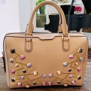 👜 HENRI BENDEL | Satchel Crossbody Shoulder Bag | Cream w/ Embellishments